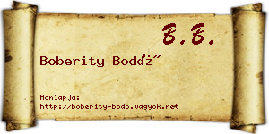 Boberity Bodó névjegykártya